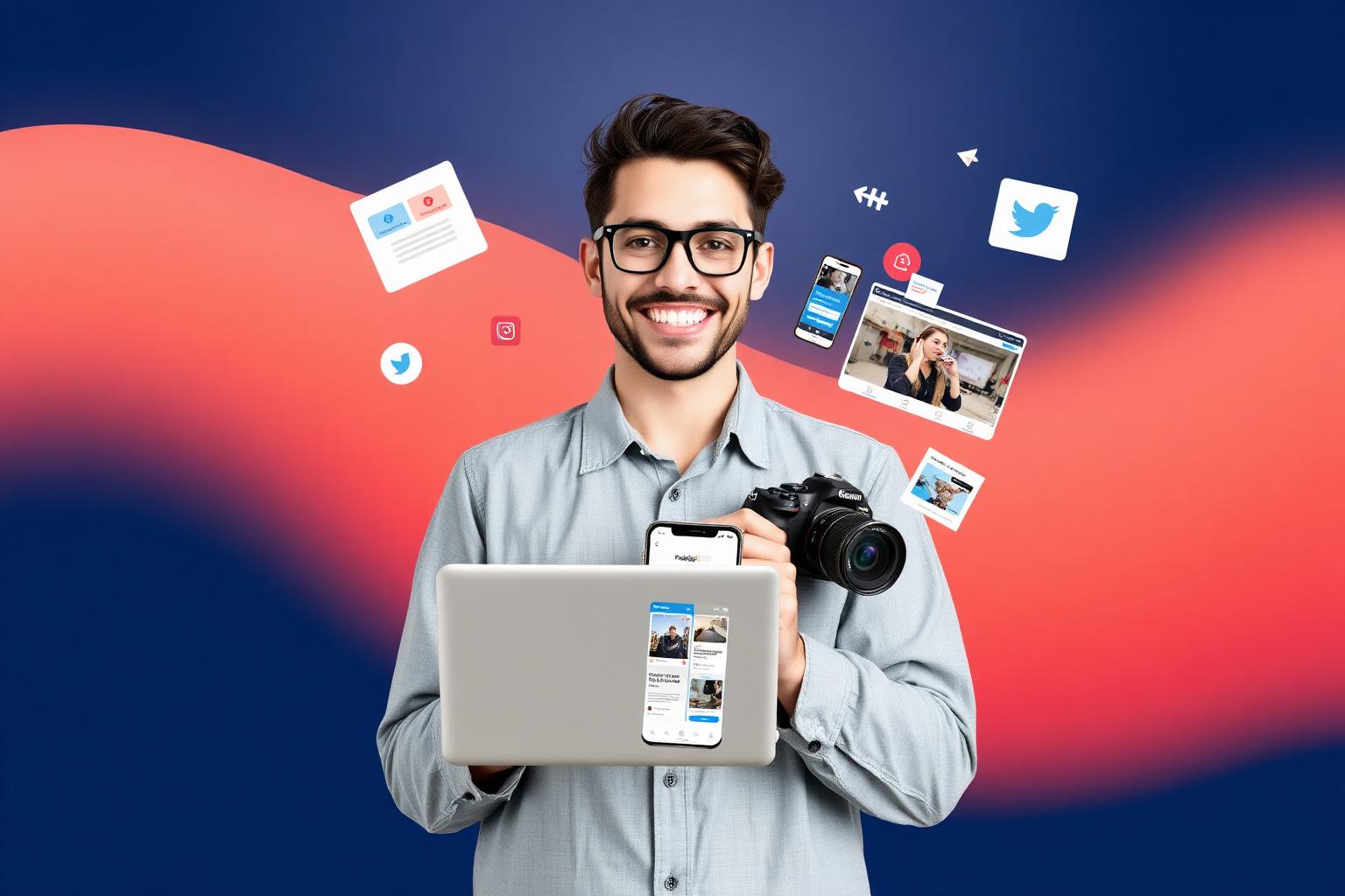 Small business owner with creative media tools